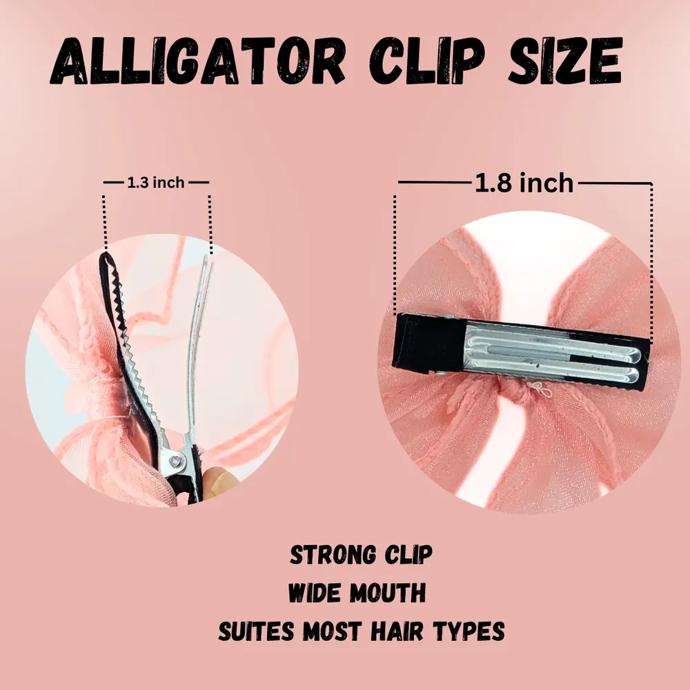 Large organza hair bow clip, product view 2 of 5