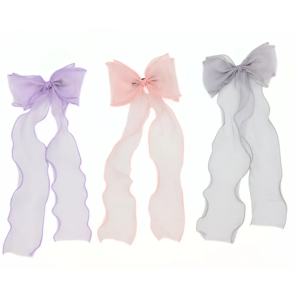 Large organza hair bow clip, product view 4 of 5