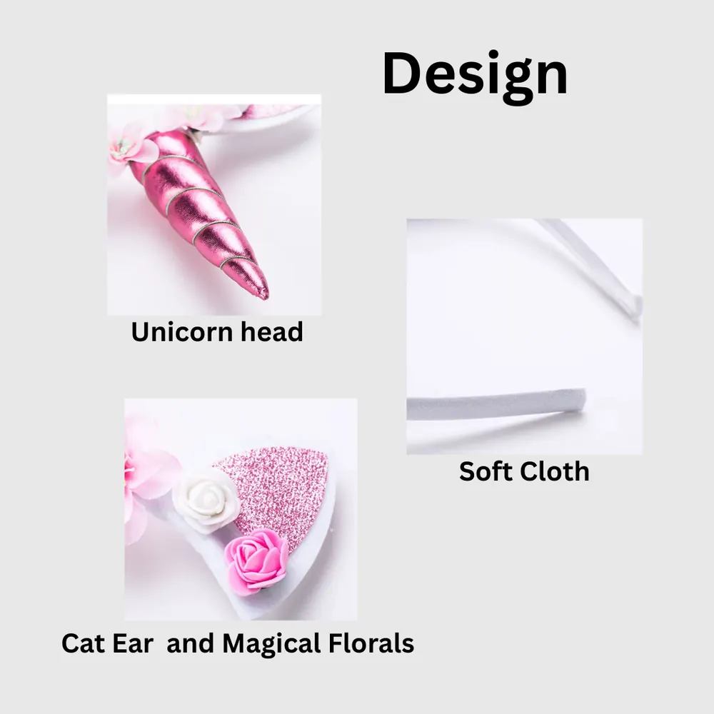 Floral unicorn headband, product view 1 of 3